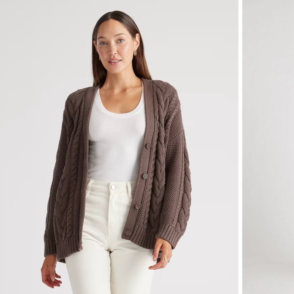 Quince Oversized Cable Cardigan